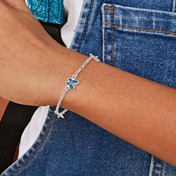 Sterling Silver Multi-color Enamel Butterfly with 1-inch Extensions
Children's Bracelet