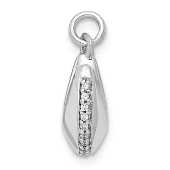 Rhodium Over 14k White Gold Diamond Fortune Cookie Pendant
