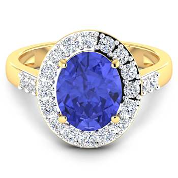 2.81ctw Violet Tanzanite and Diamond 14K Yellow Gold Halo Ring