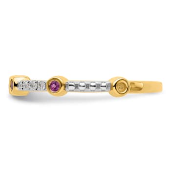 14K Yellow Gold Stackable Expressions Rhodolite Garnet and Diamond Ring 0.285ctw