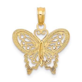10K Yellow Gold Diamond-Cut and Textured Butterfly Charm