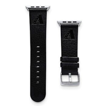 Gametime MLB Arizona Diamondbacks Black Leather Apple Watch Band
(42/44mm M/L). Watch not included.