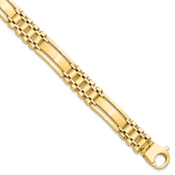 14K Yellow Gold Polished and Satin 8.5-inch Men's Link Bracelet