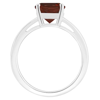10x8mm Oval Garnet Rhodium Over Sterling Silver Ring