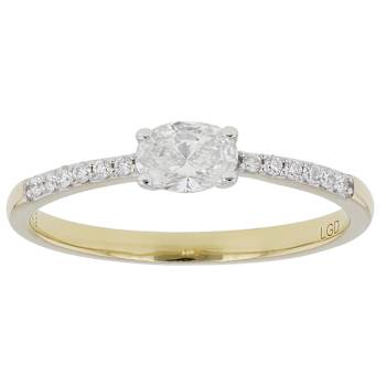 Oval And Round Lab-Grown Diamond Band Ring In 14K Gold Over Sterling
Silver 0.40ctw