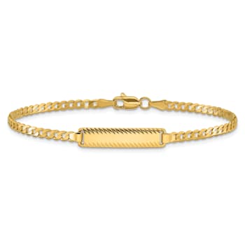 14k Yellow Gold Curb Link Diamond-Cut ID Bracelet