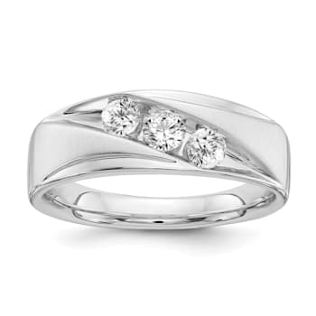 Rhodium Over 14K Gold Lab Grown Diamond SI1/SI2, G H I, Men's 3-stone Band