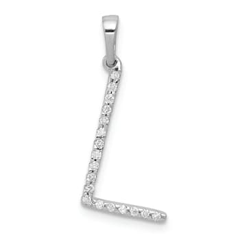 Rhodium Over 14K White Gold Diamond Letter L Initial Pendant