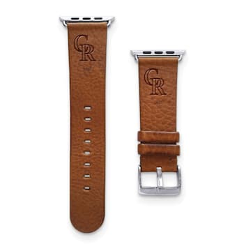 Gametime MLB Colorado Rockies Tan Leather Apple Watch Band (42/44mm
S/M). Watch not included.