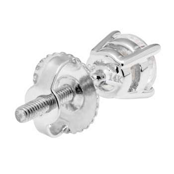 White Cubic Zirconia 14k White Gold Single Stud With Velvet Gift Box 0.75ctw