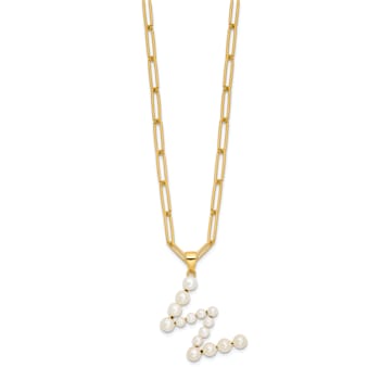 Gold Tone Sterling Silver 3-5.5mm Freshwater Cultured Pearl LETTER W
18-inch Necklace