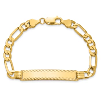 14k Yellow Gold Diamond-Cut Figaro Link ID Bracelet