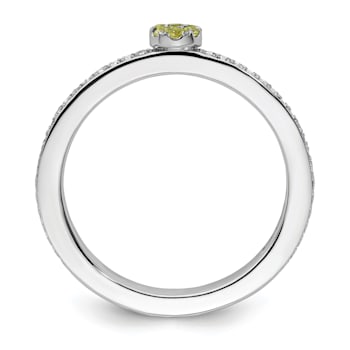 14K White Gold Stackable Expressions Peridot and Diamond Ring 0.075ctw