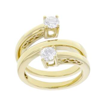 Contemporary Lab-Grown Diamond Two-Stone Bypass Ring 0.75ctw In 14K Gold
Over Sterling Silver