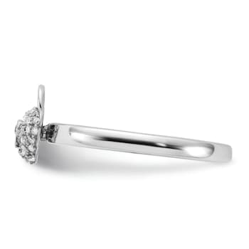 Sterling Silver Stackable Expressions Polished Diamond Heart Lock Ring 0.117ctw
