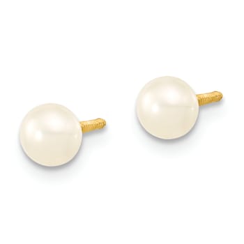 14K Yellow Gold White Freshwater Cultured Pearl 12 Inch Necklace, 4 Inch
Bracelet and Earring Set