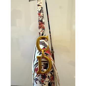 Dior Floral and Bird Print Leather Saddle Bag