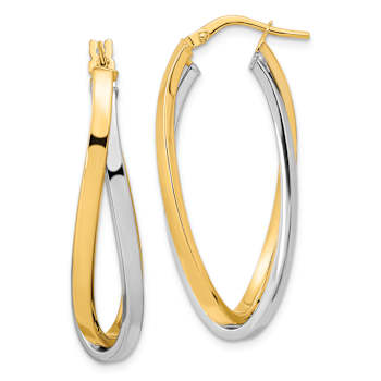 14k Yellow Gold and 14k White Gold 1 7/16" Polished Oval Double
Hoop Earrings