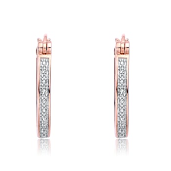 CZ U-Hoop Earrings In 18K Rose Gold Over Sterling Silver