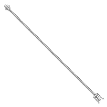 Rhodium Over Sterling Silver Polished Cubic Zirconia Tennis Bracelet