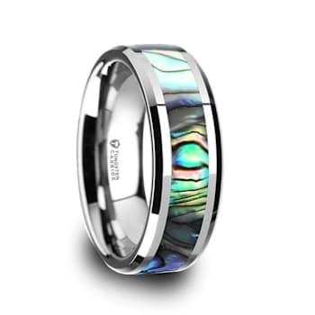 MAUI Tungsten Wedding Band with Mother of Pearl Inlay 8mm