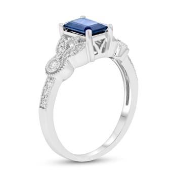 1.15ctw Sapphire and Diamond Ring in 14k White Gold
