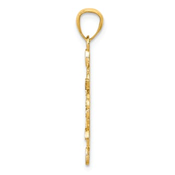 14K Yellow Gold with Rhodium over 14K Gold Diamond-cut Snowflake Pendant