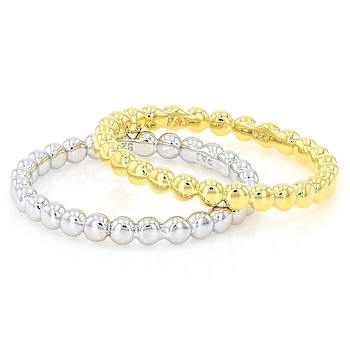 Set Of Two Beaded Band Rings In 18K Gold Over Sterling Silver And
Sterling Silver