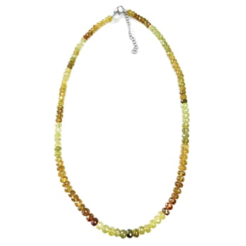 Multi-Color Garnet Beaded Necklace In Sterling Silver