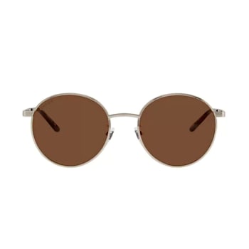 Gucci Silver Tone Frame / Brown Lens Round Sunglasses