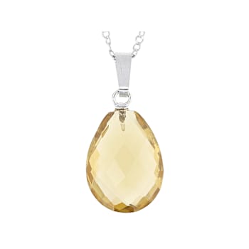 Pear Shape Citrine Solitaire Pendant In Sterling Silver 5.40ctw
