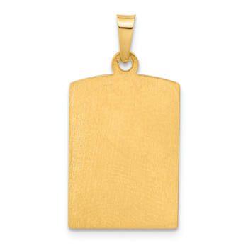 14k Yellow Gold Satin and Textured Rectangular Saint Christopher Medal Pendant