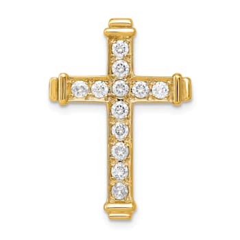 14k Yellow Gold Diamond Latin Cross Chain Slide Pendant