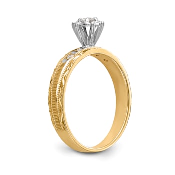 14K Yellow Gold Polished Finished Engagement Ring 0.09ctw