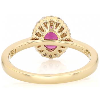 Grape Color Garnet Oval And Lab-Created Moissanite Ring In 18K Gold Over
Sterling Silver 1.51ctw