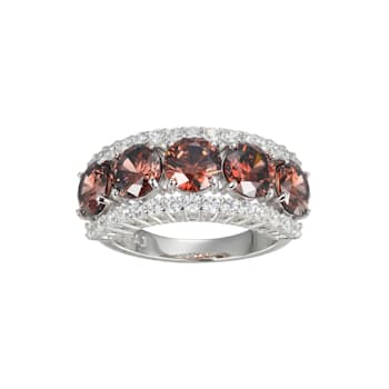 Mocha And White Cubic Zirconia Platinum Over Sterling Silver Ring 7.74ctw