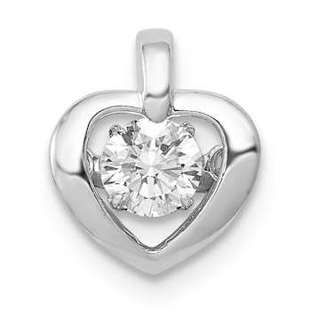 Rhodium Over 14k White Gold Vibrant Diamond Heart Pendant
