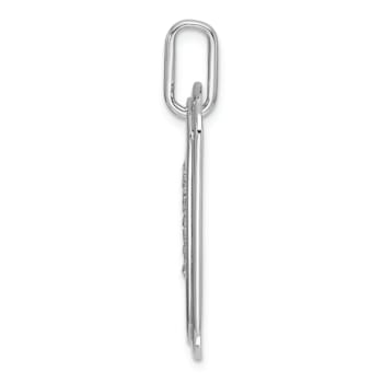 Rhodium Over 14k White Gold Diamond Initial B Dog Tag Charm