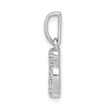 Rhodium Over 14k White Gold Diamond Om Symbol Pendant