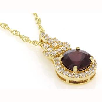 Grape Color Garnet And White Zircon Pendant Necklace In 18K Gold Over
Sterling Silver 2.44ctw