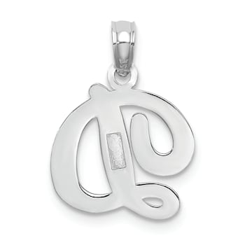 Rhodium Over 14k White Gold Polished Script Letter D Initial Pendant