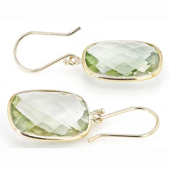 Green Prasiolite 14k Yellow Gold Dangle Earrings 18.00ctw