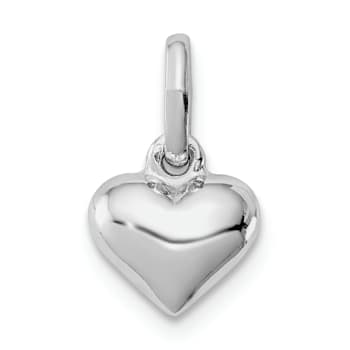 Rhodium Over Sterling Silver Polished Heart Children's Pendant