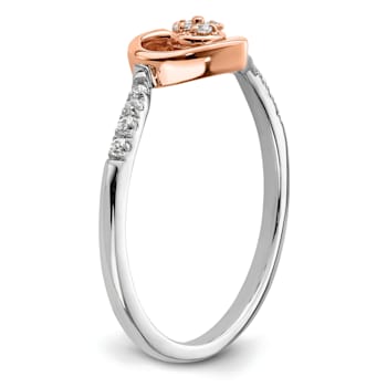 14K Two-tone White and Rose Gold First Promise Heart Cluster Diamond
Promise/Engagement Ring 0.11ctw