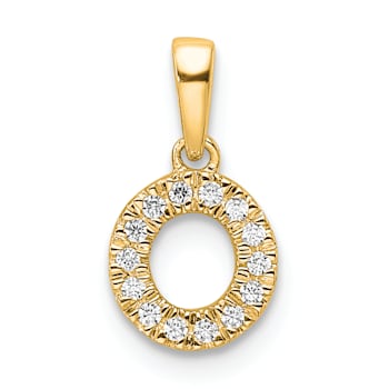 14K Yellow Gold Diamond Letter O Initial with Bail Pendant