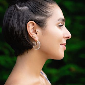 14K Yellow Gold Over Sterling Silver Clear Chunky Graduated Acrylic Hoops