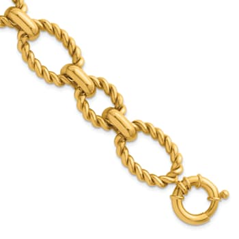 14K Yellow Gold Mixed Twisted Link 8-inch Bracelet