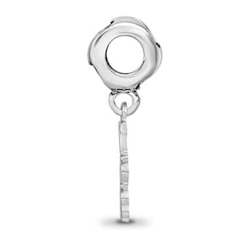Rhodium Over Sterling Silver LogoArt Gamma Phi Beta Vertical Letter on
Heart Bead
