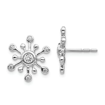 14K White Gold Diamond Snowflake Earrings