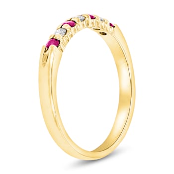 0.35ctw Ruby and Diamond Wedding Band Ring in 14k Yellow Gold